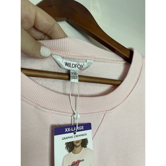 Wildfox Women's XXL Brunch Club Everyday Pink Sweatshirt NWT Crewneck Pullover - Picture 3 of 7